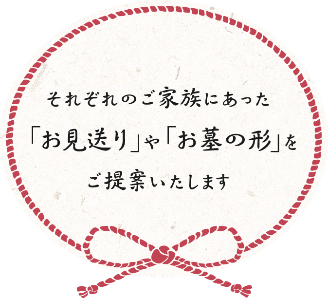 それぞれのご家族にあった「お見送り」や「お墓の形」をご提案いたします。